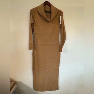 French Connection Tan Babysoft Ribbed Knit Sweater Dress Size Large
